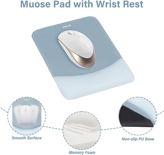 MOSISO Wrist Rest Support for Mouse Pad&Keyboard Set, Rectangular Ergonomic - Image 3