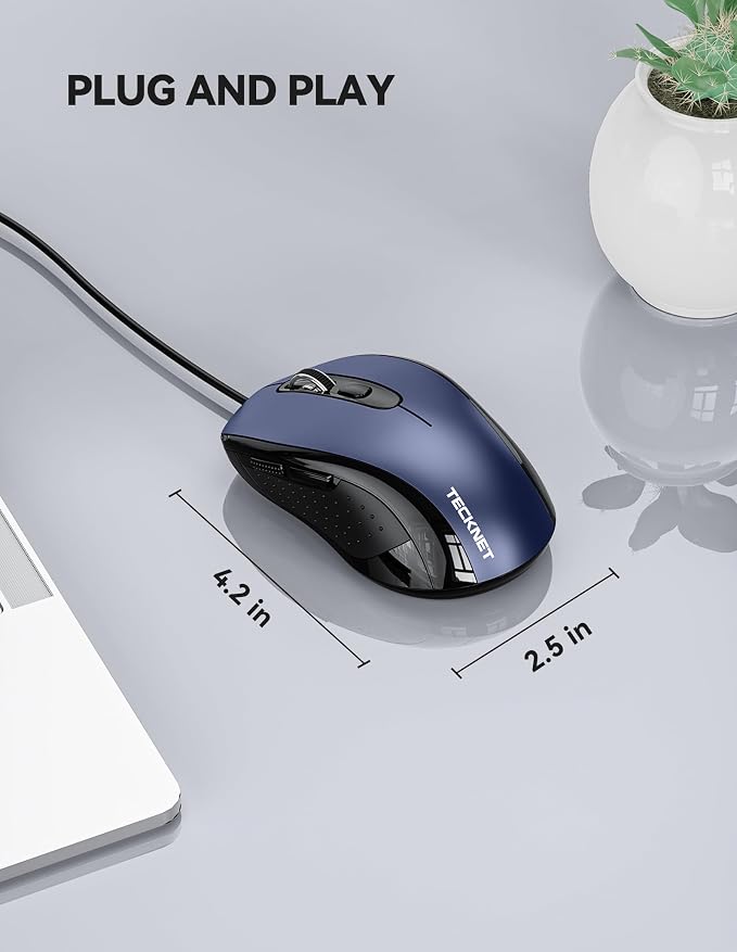 TECKNET USB Wired Mouse, 3600DPI Corded Computer Mouse - Image 5