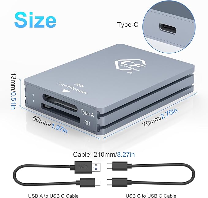 CFexpress Type A and SD Dual-Slot Memory Card Reader, 10Gbps USB 3.2 Gen 2 Type - Image 7