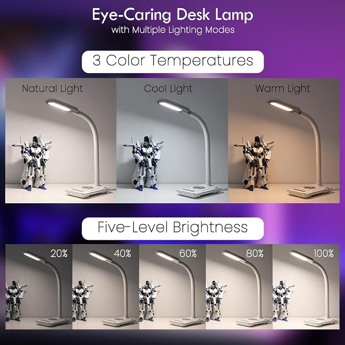 WILIT Desk Lamp with Wireless Charger, Music Sync RGB Color Changing Lights - Image 5