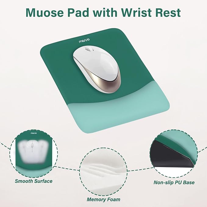 MOSISO Wrist Rest Support for Mouse Pad&Keyboard Set, Rectangular Ergonomic - Image 3