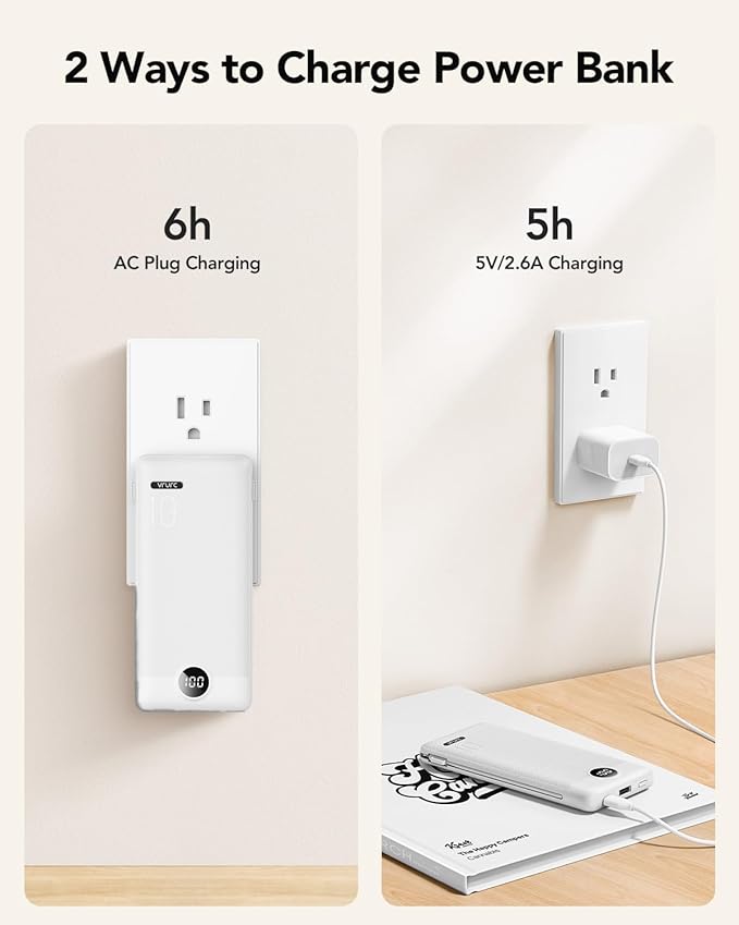 VRURC Portable Charger with Cables and Wall Plug | Power Bank with Cords | - Image 7