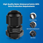 Cable Gland 20 Pack 1/4" NPT Waterproof Adjustable Connector Strain Relief Cord - Image 5
