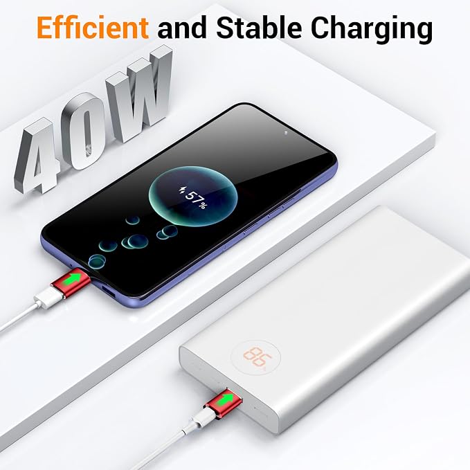 Temdan USB to USB C Adapter for iPhone 16 Charger 4 Pack, USBC Female to A Male - Image 5