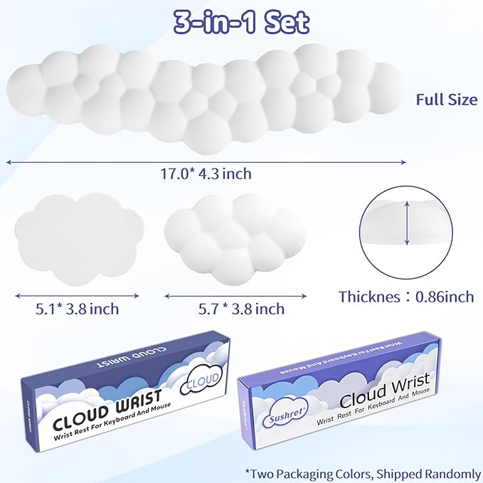 Cloud Wrist Rest for Keyboard and Mouse, Memory Foam PU Leather Keyboard Wrist - Image 7