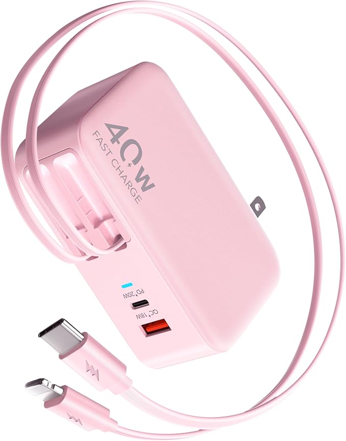 4-in-1 Retractable Gan Wall Charger Plug, Travel Essentials Brick Multiport USB by HATALKIN