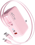 4-in-1 Retractable Gan Wall Charger Plug, Travel Essentials Brick Multiport USB by HATALKIN