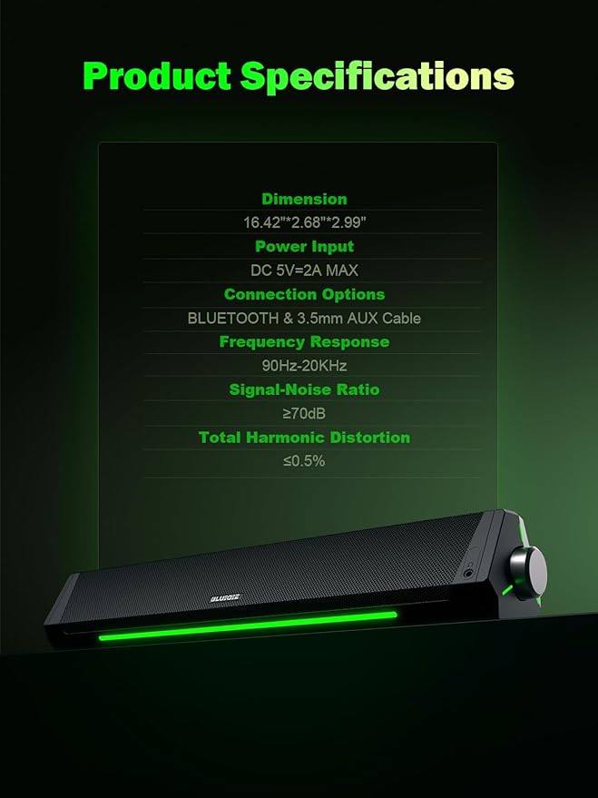 BLUEDEE Computer Speakers for Desktop PC, Computer Sound bar, HiFi Stereo - Image 8