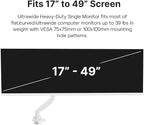 Pixio PS2S White Ultrawide Heavy-Duty Premium Single Monitor Arm Stand Desk - Image 2