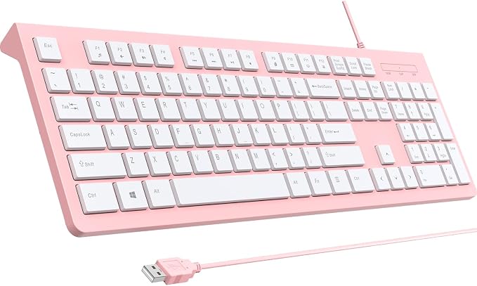 Computer Keyboard Wired, Plug Play USB Keyboard, Low Profile Chiclet Keys by COLIKES