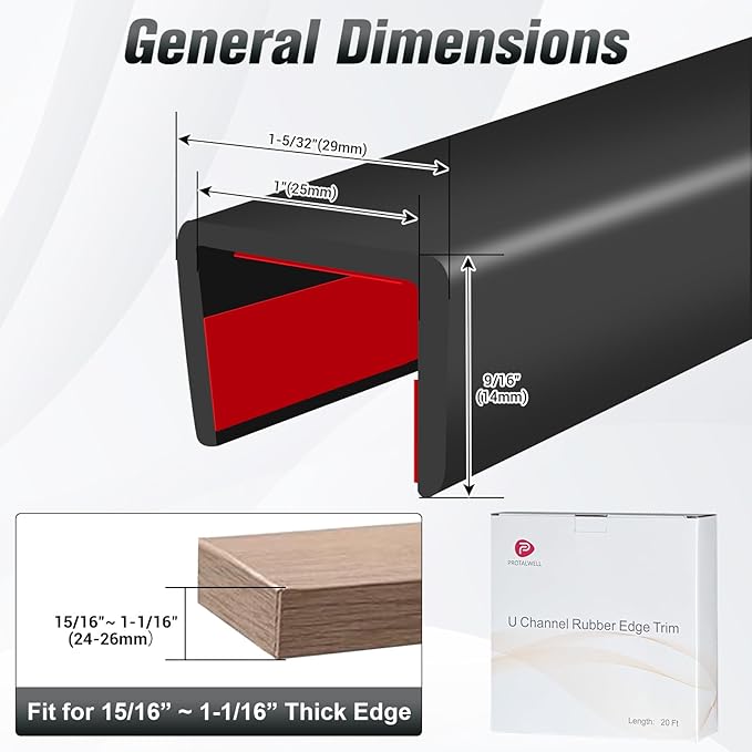 Rubber Edge Trim, Self Adhesive U Channel Edge Trim, Big Size U Shaped Trim - Image 2