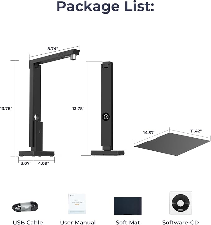 CZUR Portable 12MP Document Scanner, USB Document Camera, Fast Scan 1s/Page - Image 9