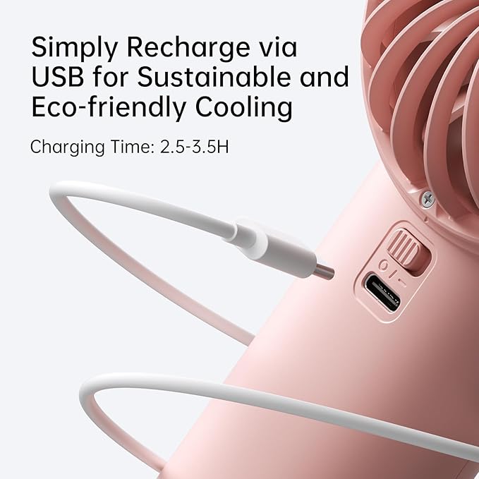 JISULIFE Handheld Fan Life4, 5000mAh Portable Rechargeable Fan, 5-Speed Turbo - Image 7