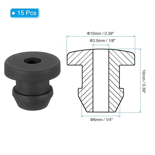 PATIKIL 6mm / 1/4 Inch Drill Hole, 1/8 Inch ID Rubber Grommets - Image 2