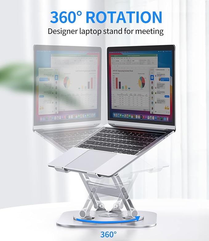 Adjustable Laptop Stand with 360 Rotating Base, Stable Computer Stand - Image 2