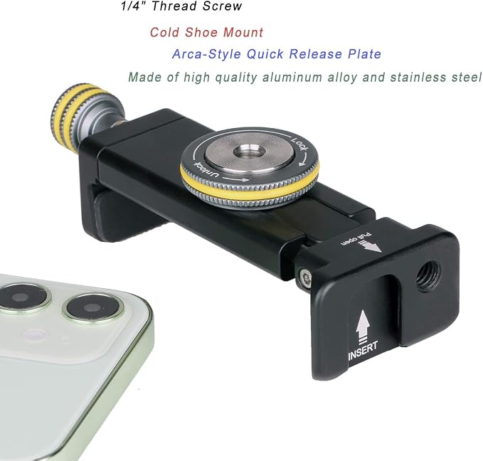 Phone Mount for Tripod, Smartphone Tripod Adapter for iPhone Samsung Cell Phone - Image 4