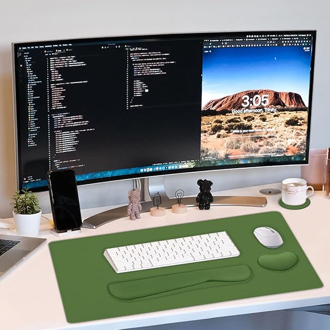 Large Keyboard Mouse Pad Set, Extended Mouse Pad+Keyboard Wrist Rest Support - Image 7