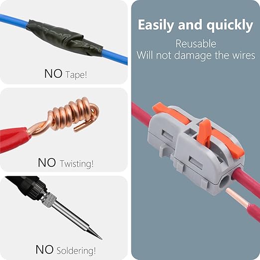 20Pcs Lever Wire Connectors, 1 in 2 Out DIY Mini Splicing Compact Splitter - Image 3