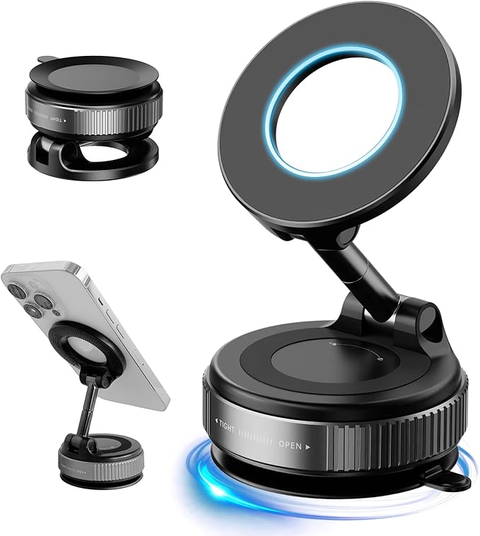 2026 Upgraded Vacuum Magnetic Car Phone Holder 360° Suction Cup Phone Mount by CVchancin