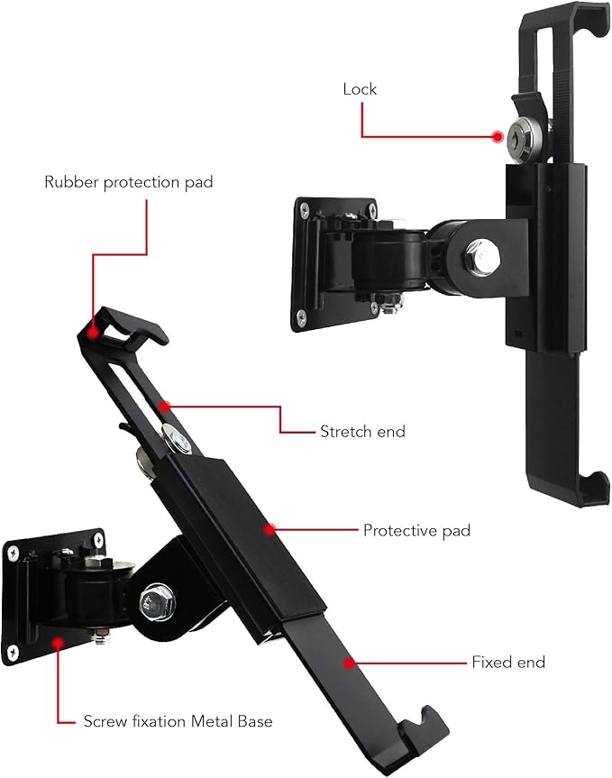 Tablet Wall Mount Holder with Lock and Key, Rotate Design Arbitrary Adjustment - Image 5