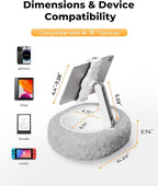 Kindle Pillow Stand – Soft Grey Fuzzy Tablet Holder - Image 3