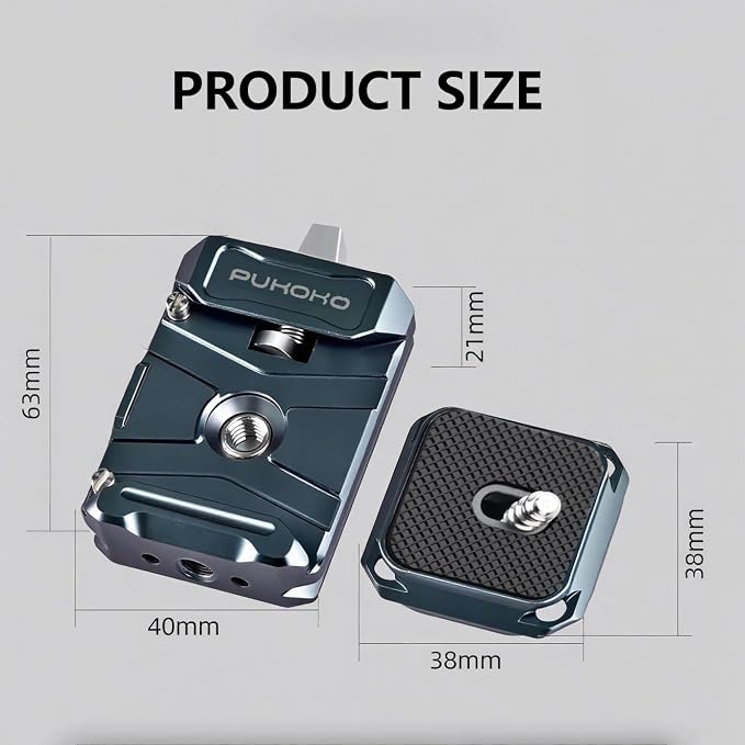 Camera Quick Release Plate Kit, w 1/4" to 3/8" Screw Thread, Quick Release - Image 9