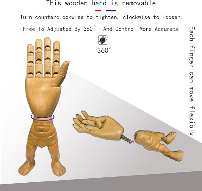 Hand Model, Wood Hand for Nails, Drawing Wooden Hand, Wooden Mannequin - Image 2