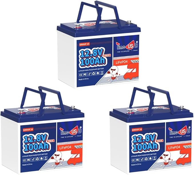 12V 100Ah Lithium Iron Phosphate Battery BCI Group 24, Timeusb LiFePO4 Battery by Timeusb