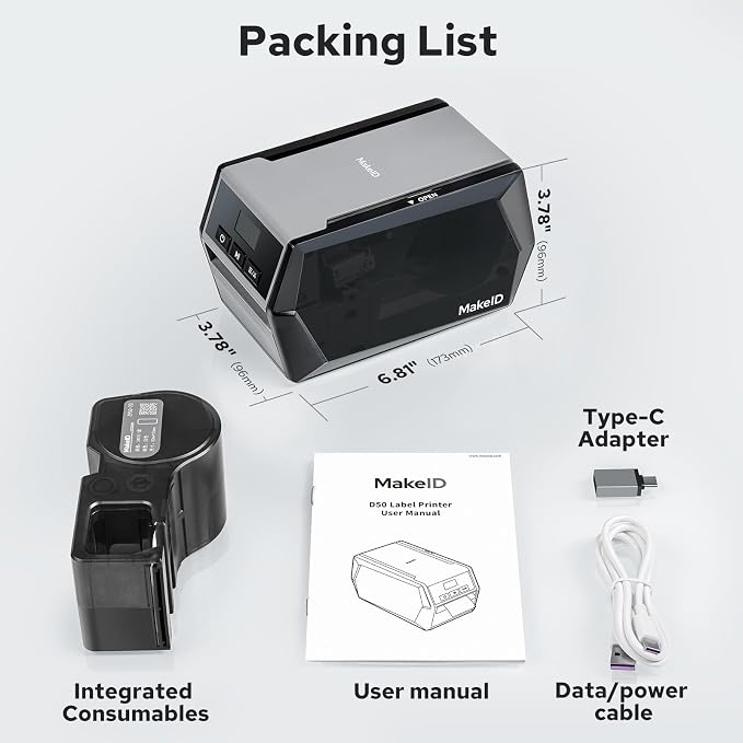 Makeid D50 Industrial Label Printer, Desktop Label Maker 2" Print Head - Image 8