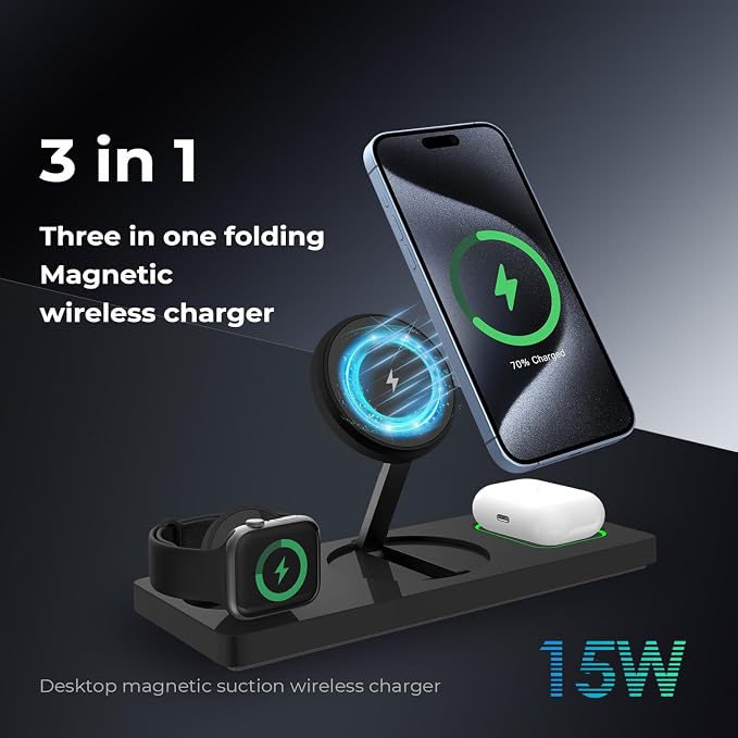 Wireless Charger Station 3 in 1, Fast Charging - Image 3