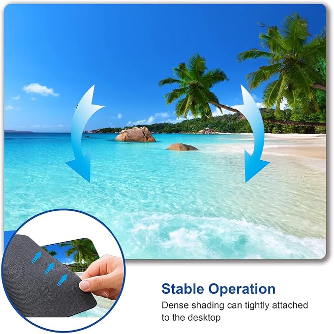 Hokafenle Mouse Pad, Square Beach Style Anti-Slip Rubber Mousepad - Image 6
