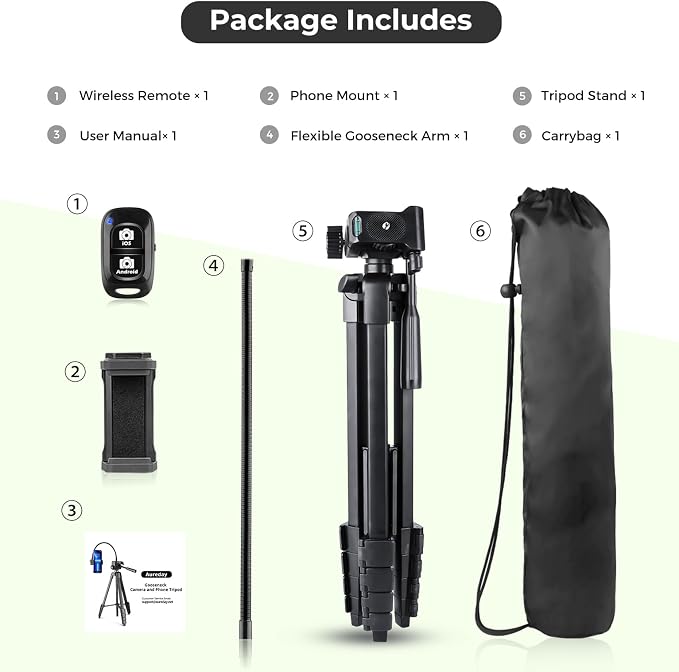 Aureday Phone Tripod, Wireless Remote and Phone Holder, Extendable Cell - Image 7