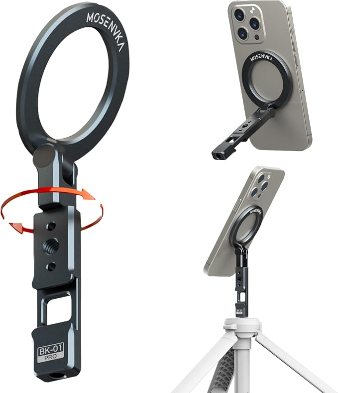 Magnetic Tripod Phone Mount, Travel Phone Grip by MOSENVKA