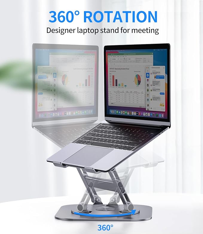 Adjustable Laptop Stand with 360 Rotating Base, Stable Computer Stand - Image 2