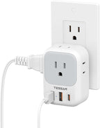 20W PD Multi Plug Adapter, TESSAN 3 USB Wall Charger Multiports, Cube Charging by TESSAN