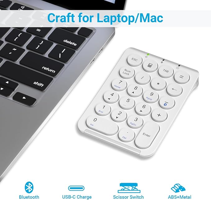 iClever Number Pad, KP08 Bluetooth Number Pad, Ultra Slim and Lightweight - Image 2