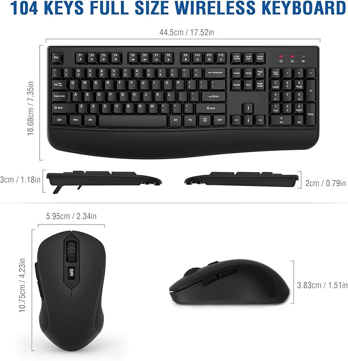 Wireless Keyboard and Mouse Combo, EDJO 2.4G Full-Sized Ergonomic Computer - Image 6
