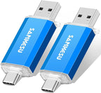 3.0 USB C Flash Drive, USB-A & Type-C OTG Thumb Stick, Dual Memory Sticks by SANKESU