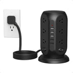 Black Surge Protector Power Strip by TESSAN