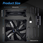 Quiet 140mm USB Fan, 5V USB Portable Cooling Fan - Image 3