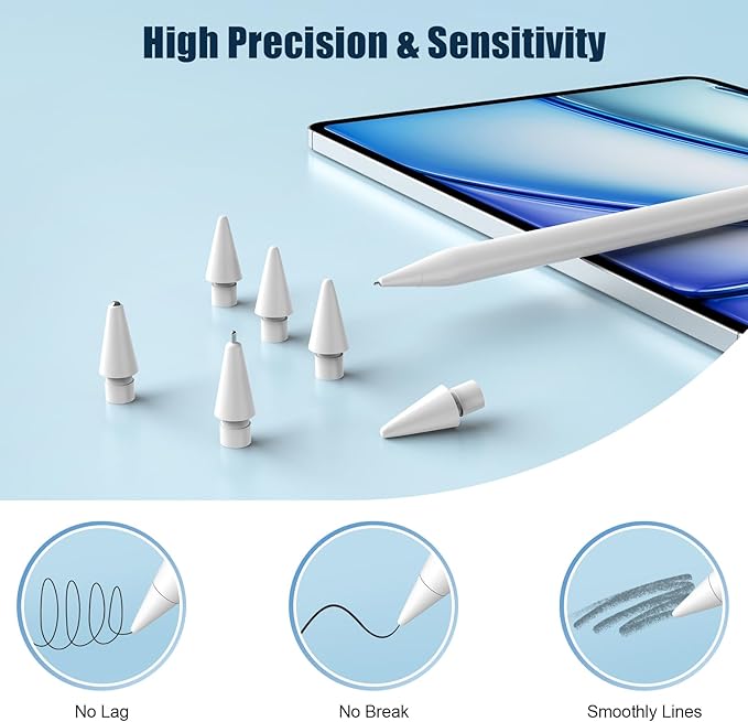 Upgraded Replacement Tips for Apple Pencil Pro/1st Gen/2nd Gen/USB-C, Metal Pen - Image 5