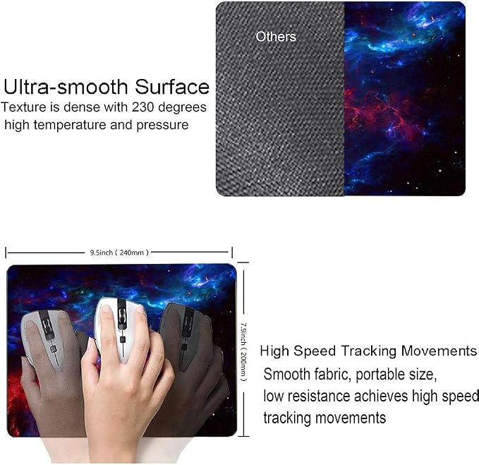 Galaxy Stars Light Black Mouse Pad, Non-Slip Rubber Base MousePads - Image 3