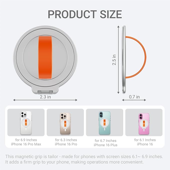 Grat 3 Upgraded Magnetic Phone Grip Stand, 360° Rotatable Silicone Strap Phone - Image 7