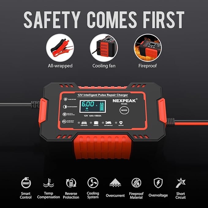 Car Battery Charger, 12V 6A Smart Battery Trickle Charger Automotive Battery - Image 4
