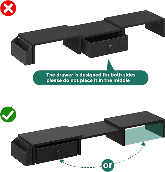 Dual Monitor Stand Riser, Adjustable Length & Swivel Angle Monitor Stand - Image 9