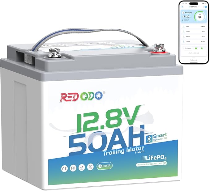 Redodo Smart Bluetooth 12V 50Ah LiFePO4 Lithium Battery by PrimeDayRedodoSaveup55
