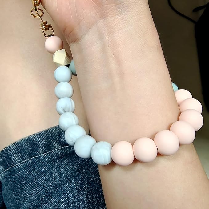 Marble Silicone Beaded Phone Wrist Strap, Cellphone Lanyard - Image 3