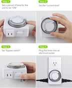HBN Outlet Timer for Electrical Outlets Indoor, 24 Hour Mechanical Light Timers - Image 7