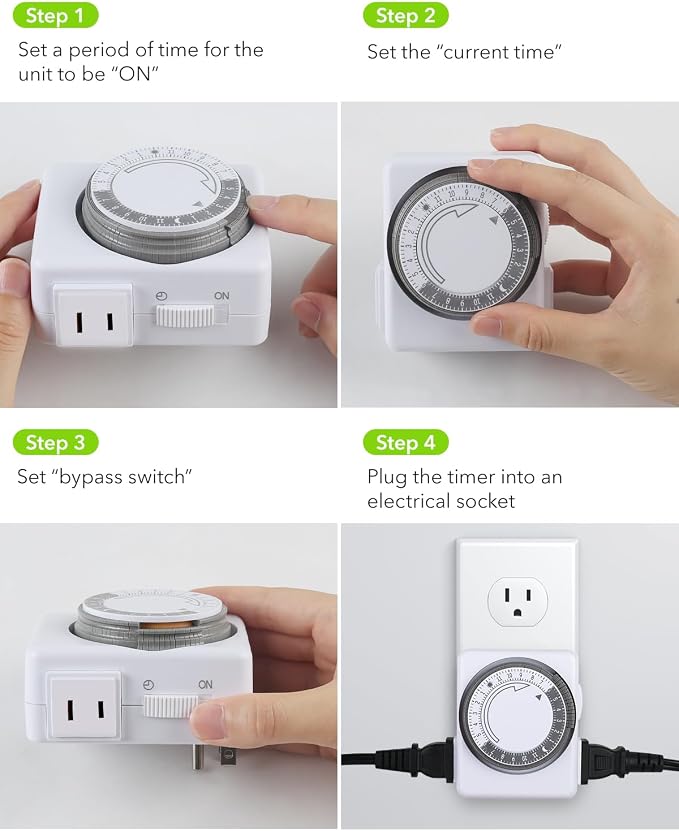 HBN Outlet Timer for Electrical Outlets Indoor, 24 Hour Mechanical Light Timers - Image 7