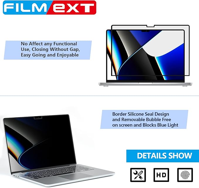 FILMEXT Macbook Pro 16 inch Privacy Screen Protector, Bubble Free Privacy Screen - Image 8